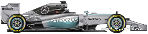 Mercedes MGP W05 F1 GP (2014) - Мерседес Бенц - чертежи, габариты, рисунки автомобиля