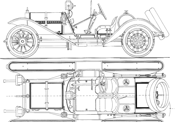 Mercer 35J (1912) - Разные автомобили - чертежи, габариты, рисунки автомобиля