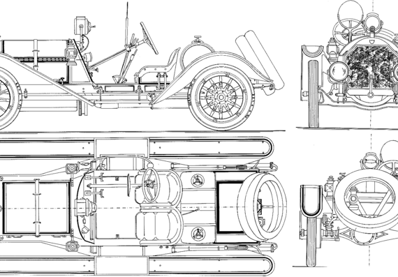 Mercer 35J Raceabout (1912) - Various cars - drawings, dimensions, pictures of the car