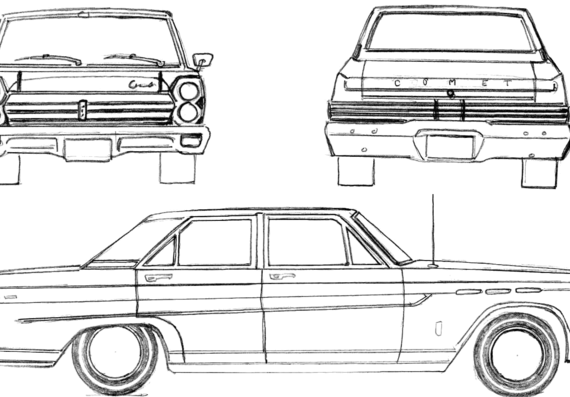 Mercury Comet Caliente Sedan (1965) - Mercury - drawings, dimensions, pictures of the car