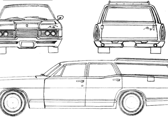 Mercury Commuter Wagon (1968) - Меркури - чертежи, габариты, рисунки автомобиля
