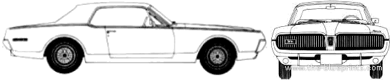 Mercury Cougar (1967) - Меркури - чертежи, габариты, рисунки автомобиля