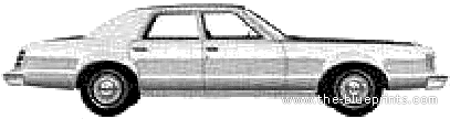 Mercury Cougar 4-Door Sedan (1979) - Меркури - чертежи, габариты, рисунки автомобиля