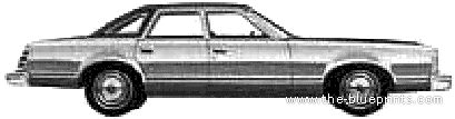 Mercury Cougar Brougham 4-Door Sedan (1979) - Меркури - чертежи, габариты, рисунки автомобиля