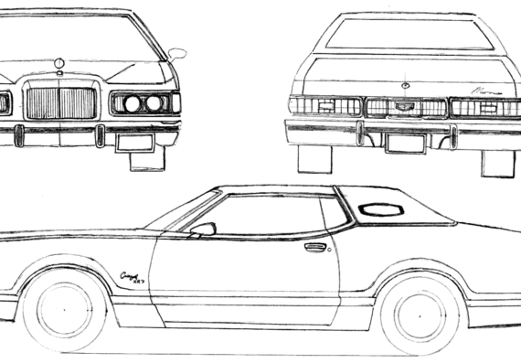 Mercury Cougar XR-7 (1974) - Меркури - чертежи, габариты, рисунки автомобиля
