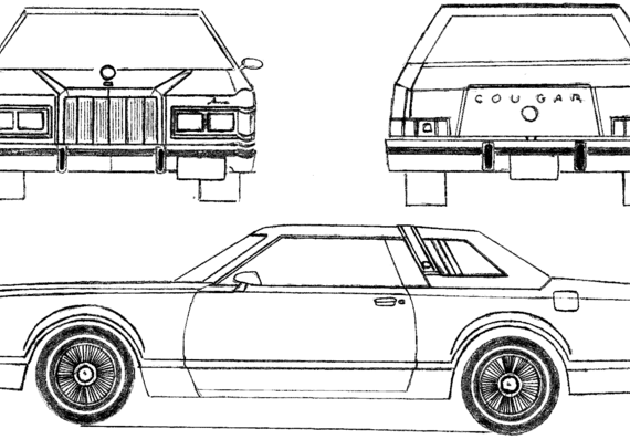 Mercury Cougar XR-7 (1977) - Меркури - чертежи, габариты, рисунки автомобиля