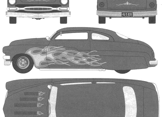 Mercury Custom Coupe Special (1949) - Меркури - чертежи, габариты, рисунки автомобиля