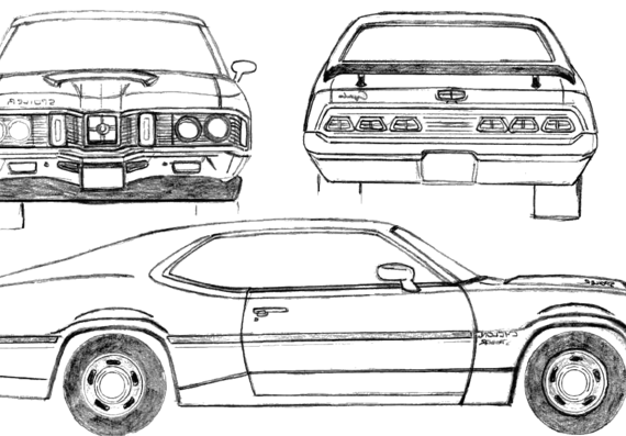 Mercury Cyclone Spoiler (1970) - Меркури - чертежи, габариты, рисунки автомобиля