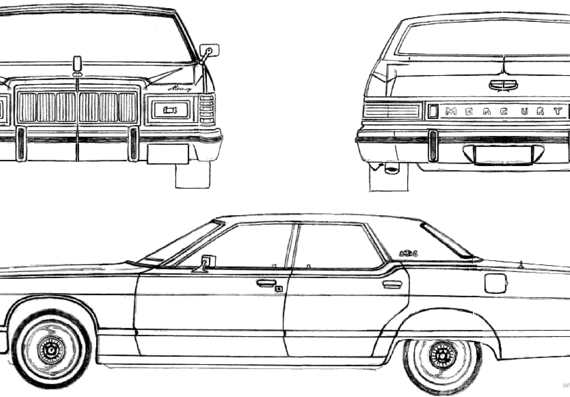 Mercury Grand Marquis (1978) - Меркури - чертежи, габариты, рисунки автомобиля