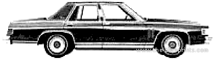 Mercury Grand Marquis 4-Door Sedan (1980) - Меркури - чертежи, габариты, рисунки автомобиля