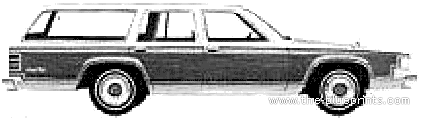 Mercury Marquis Colony Park Station Wagon (1980) - Меркури - чертежи, габариты, рисунки автомобиля