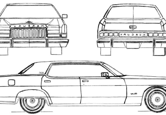 Mercury Marquis Hardtop (1974) - Меркури - чертежи, габариты, рисунки автомобиля