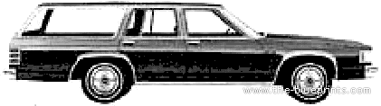 Mercury Marquis Station Wagon (1980) - Меркури - чертежи, габариты, рисунки автомобиля