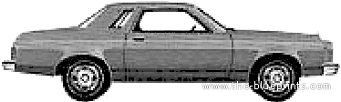 Mercury Monarch 2-Door Sedan (1980) - Меркури - чертежи, габариты, рисунки автомобиля