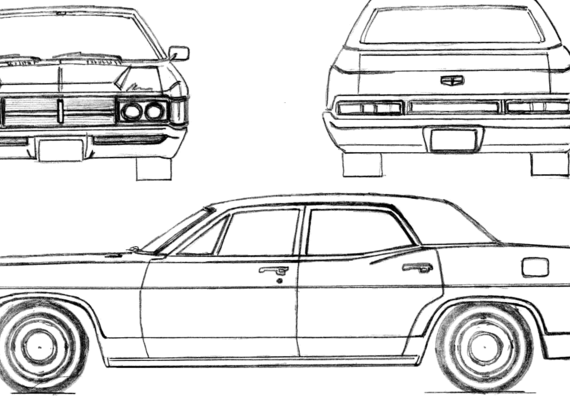 Mercury Monterey Sedan (1970) - Меркури - чертежи, габариты, рисунки автомобиля