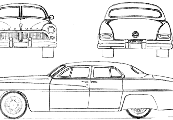 Mercury Sedan (1949) - Меркури - чертежи, габариты, рисунки автомобиля
