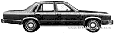 Mercury Zephyr 4-Door Sedan (1979) - Меркури - чертежи, габариты, рисунки автомобиля