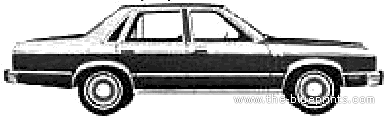 Mercury Zephyr 4-Door Sedan (1980) - Меркури - чертежи, габариты, рисунки автомобиля