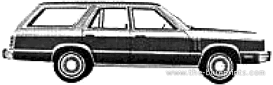 Mercury Zephyr Station Wagon (1980) - Меркури - чертежи, габариты, рисунки автомобиля