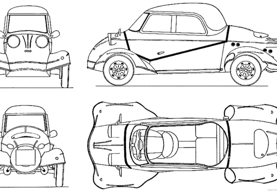 Messerschmitt 500 (1958) - Разные автомобили - чертежи, габариты, рисунки автомобиля