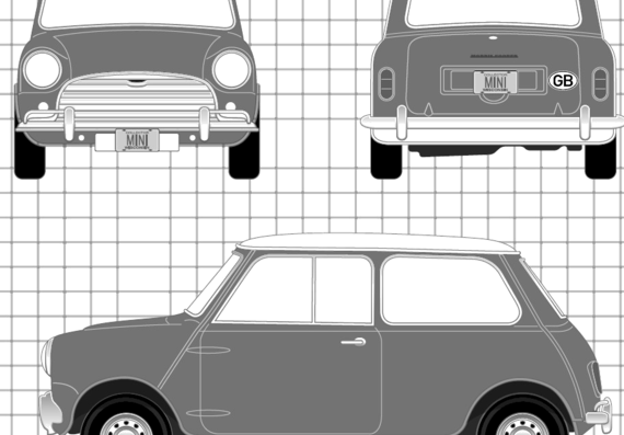 Mini Cooper (1963) - Мини - чертежи, габариты, рисунки автомобиля
