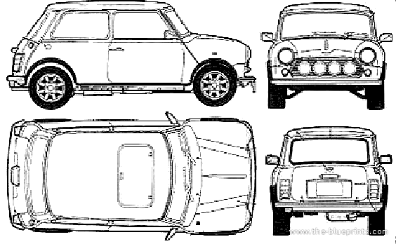 Mini Cooper (1968) - Мини - чертежи, габариты, рисунки автомобиля