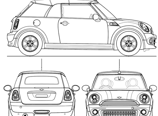 Mini Cooper Convertible (2011) - Мини - чертежи, габариты, рисунки автомобиля