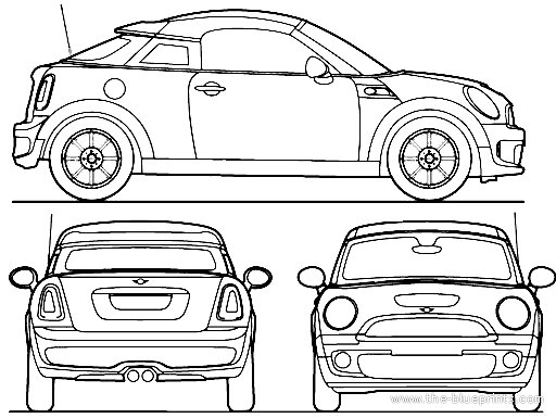 Mini Cooper Coupe (2011) - Мини - чертежи, габариты, рисунки автомобиля