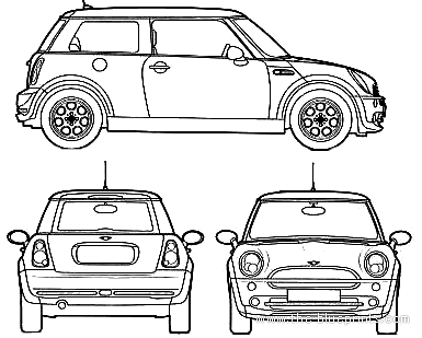 Mini Cooper S (2006) - Мини - чертежи, габариты, рисунки автомобиля