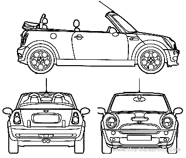 Mini Cooper S Convertible (2006) - Мини - чертежи, габариты, рисунки автомобиля