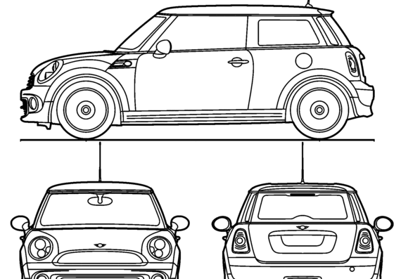 Mini Hatch (2014) - Мини - чертежи, габариты, рисунки автомобиля