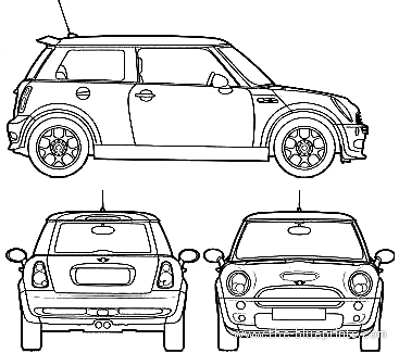 Mini One (2006) - Мини - чертежи, габариты, рисунки автомобиля