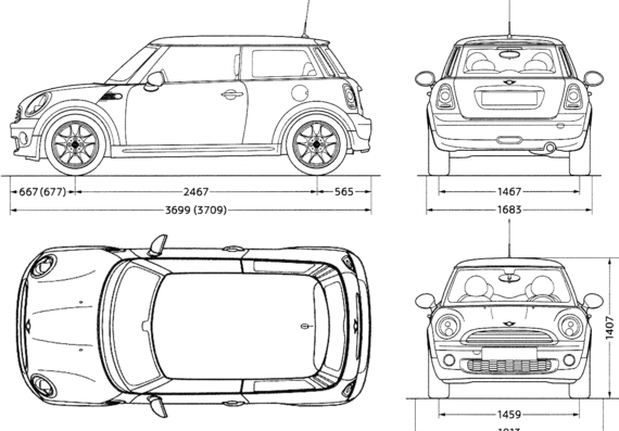 Mini One (2007) - Mini - drawings, dimensions, car drawings