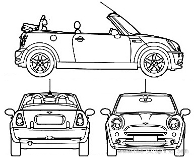 Mini One Convertible (2006) - Мини - чертежи, габариты, рисунки автомобиля