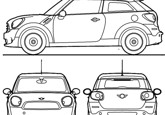 Mini Paceman (2014) - Мини - чертежи, габариты, рисунки автомобиля