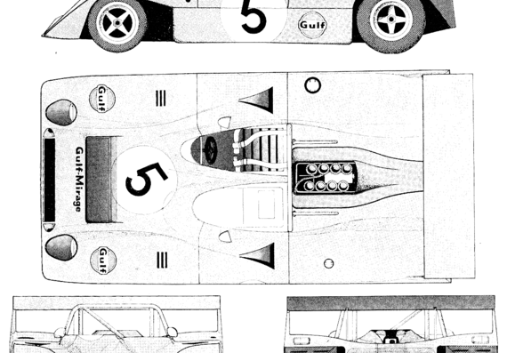 Mirage M6 Cosworth (1976) - Разные автомобили - чертежи, габариты, рисунки автомобиля