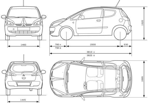 Mitsubishi Colt 3-Door (2007) - Mittsubishi - drawings, dimensions, pictures of the car