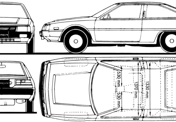 Mitsubishi Cordia (1985) - Митцубиси - чертежи, габариты, рисунки автомобиля