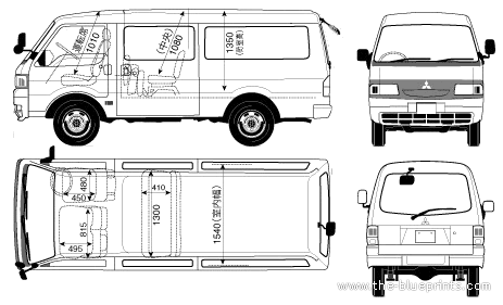 Mitsubishi Delica Cargo (2005) - Митцубиси - чертежи, габариты, рисунки автомобиля