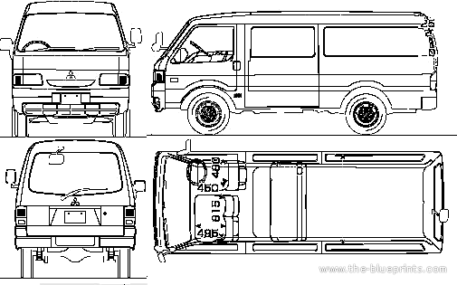 Mitsubishi Delica Cargo Van (2010) - Митцубиси - чертежи, габариты, рисунки автомобиля