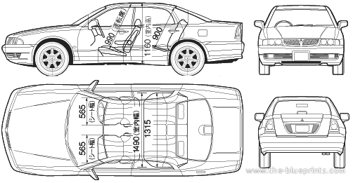 Mitsubishi Diamante (2005) - Митцубиси - чертежи, габариты, рисунки автомобиля