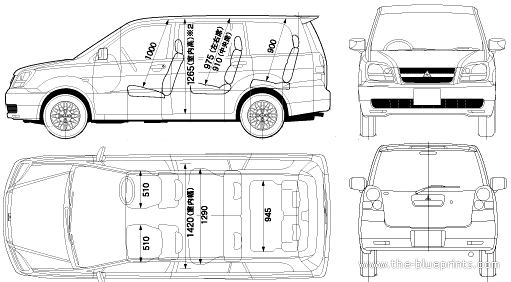 Mitsubishi Dion (2005) - Митцубиси - чертежи, габариты, рисунки автомобиля