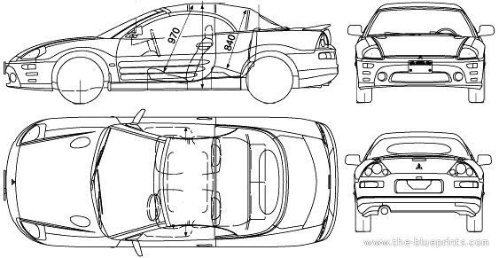 Mitsubishi Eclipse Convertible (2005) - Митцубиси - чертежи, габариты, рисунки автомобиля