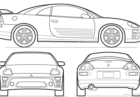 Mitsubishi Eclipse Coupe - Митцубиси - чертежи, габариты, рисунки автомобиля