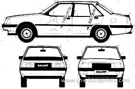 Mitsubishi Galant 2000 Turbo (1982) - Митцубиси - чертежи, габариты, рисунки автомобиля