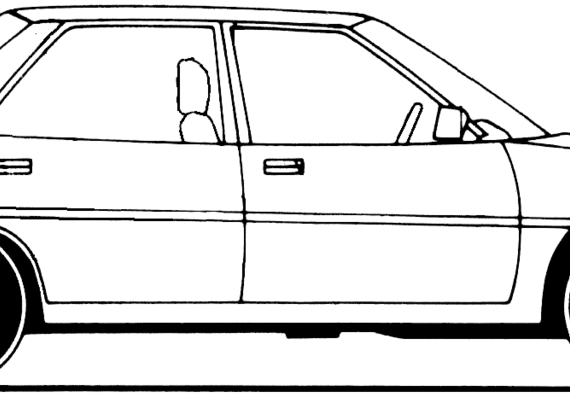 Mitsubishi Galant GLS (1985) - Митцубиси - чертежи, габариты, рисунки автомобиля