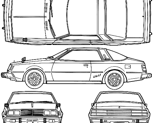 Mitsubishi Galant Sapporo Coupe (1976) - Митцубиси - чертежи, габариты, рисунки автомобиля