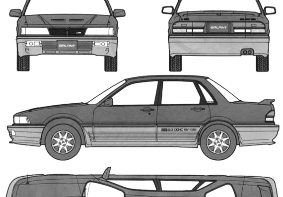 Mitsubishi Galant VR-4 (1989) - Митцубиси - чертежи, габариты, рисунки автомобиля