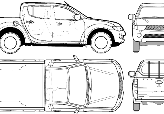 Mitsubishi L200 Double Cab (2006) - Митцубиси - чертежи, габариты, рисунки автомобиля