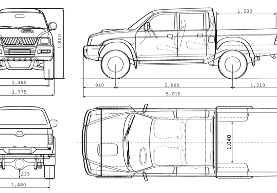 Mitsubishi L200 Double Cab 4Life (2007) - Митцубиси - чертежи, габариты, рисунки автомобиля